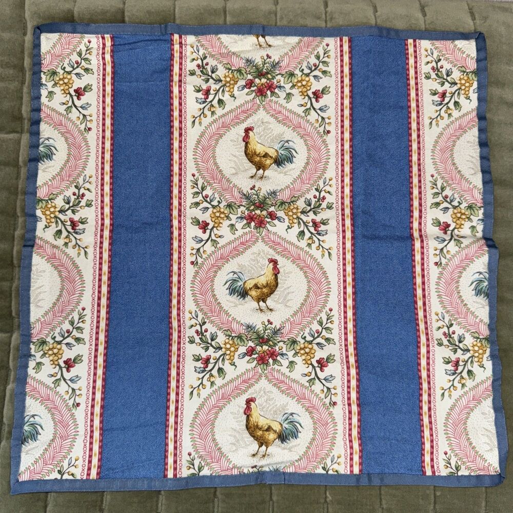 LINEN COTTON NAPKINS P KAUFMANN ROOSTER TOILE FRENCH COUNTRY BLUE PRINT SET OF 7